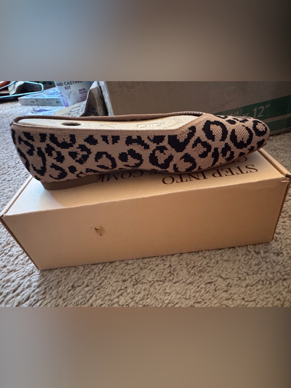 Leopard Print Ballet Flat in Brown and Black